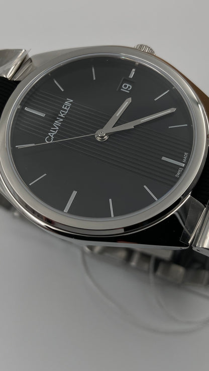 New Swiss Made CALVIN KLEIN Contra Quartz Black Dial Men's Watch