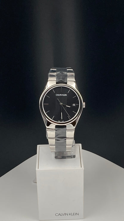 New Swiss Made CALVIN KLEIN Contra Quartz Black Dial Men's Watch