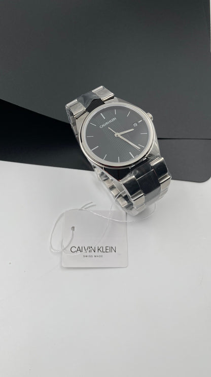 New Swiss Made CALVIN KLEIN Contra Quartz Black Dial Men's Watch
