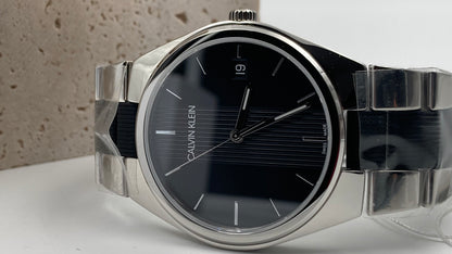 New Swiss Made CALVIN KLEIN Contra Quartz Black Dial Men's Watch