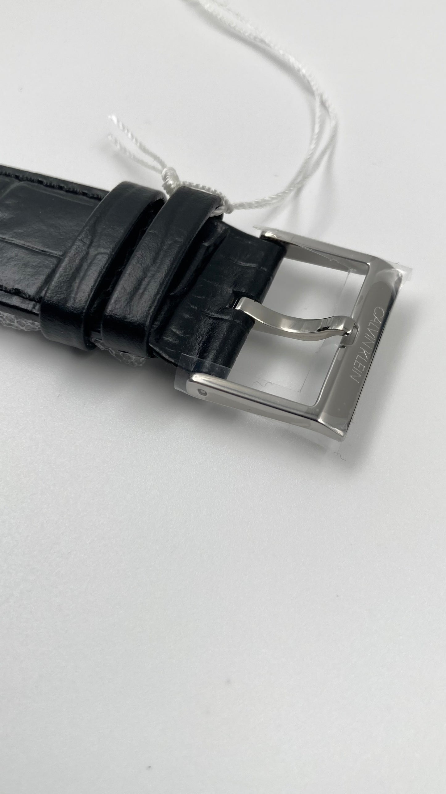 New Swiss Made CALVIN KLEIN Established Black Dial Black Leather Men's Quartz Watch