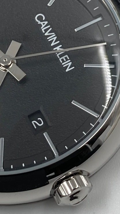 New Swiss Made CALVIN KLEIN Established Black Dial Ladies Leather Quartz Watch