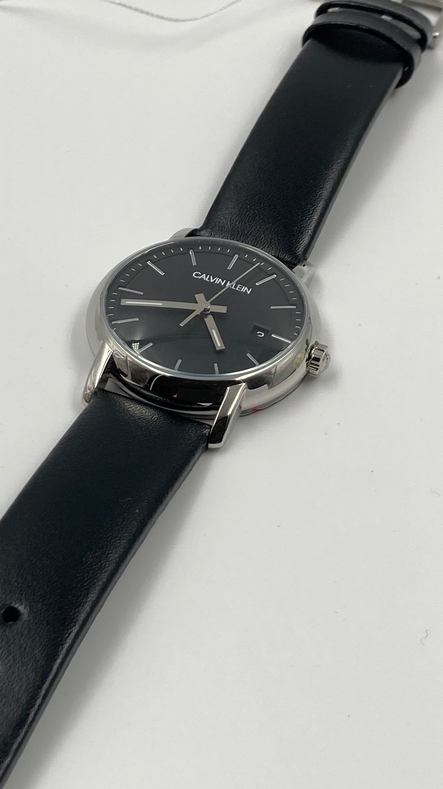 New Swiss Made CALVIN KLEIN Established Black Dial Ladies Leather Quartz Watch