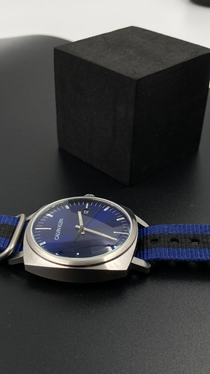 New Swiss Made CALVIN KLEIN Fraternity Blue Dial Men's Quartz Watch