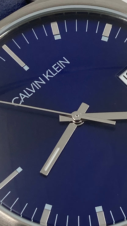 New Swiss Made CALVIN KLEIN Fraternity Quartz Blue Dial Men's Watch