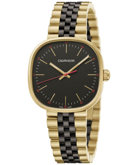 Neue, in der Schweiz hergestellte CALVIN KLEIN-Quarzuhr für Damen mit schwarzem Zifferblatt