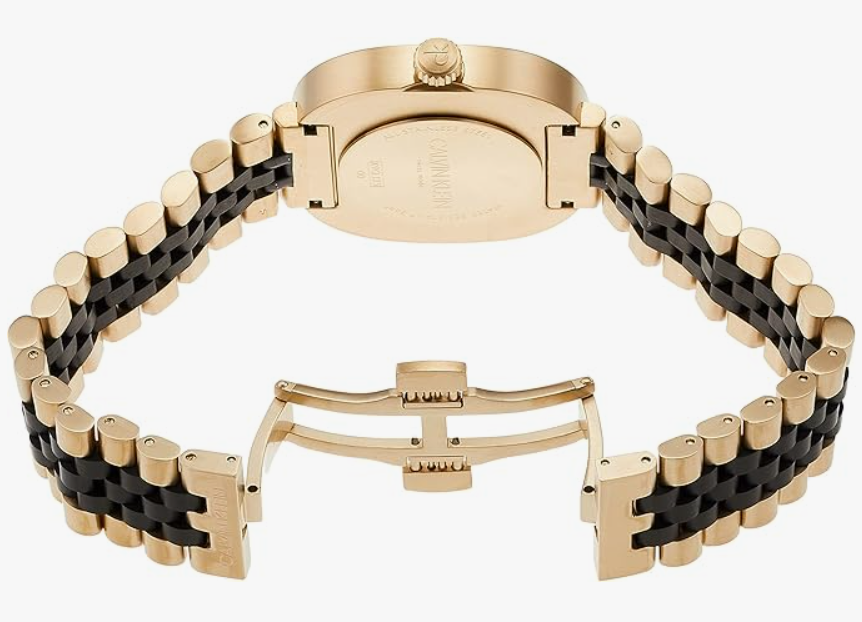 Neue, in der Schweiz hergestellte CALVIN KLEIN-Quarzuhr für Damen mit schwarzem Zifferblatt