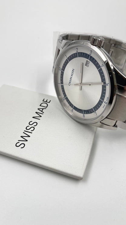 New Swiss Made CALVIN KLEIN Completion Quartz Silver Dial Men's Watch