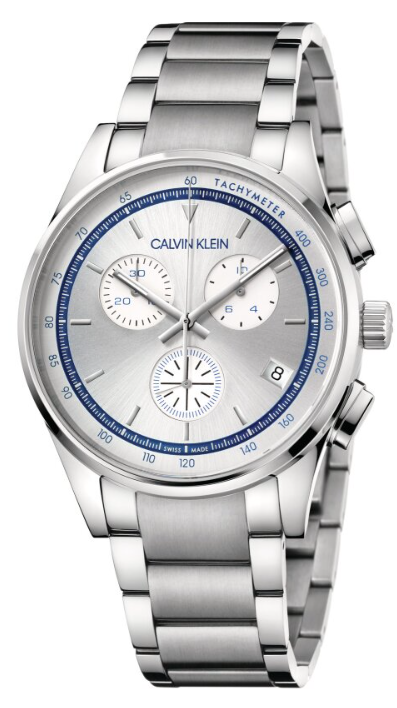 New Swiss Made CALVIN KLEIN Completion Chronograph Quartz Silver Dial Men's Watch