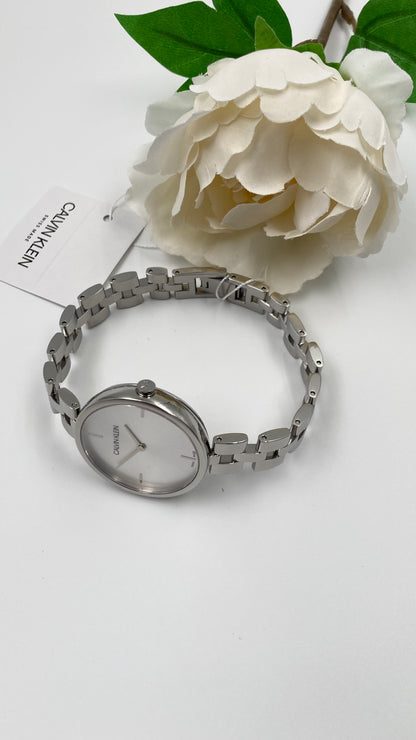 New Swiss Made CALVIN KLEIN Elegance Quartz Silver Dial Ladies Watch