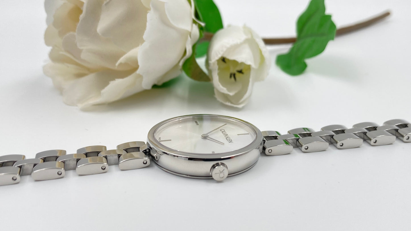 New Swiss Made CALVIN KLEIN Elegance Quartz Silver Dial Ladies Watch
