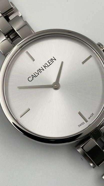 New Swiss Made CALVIN KLEIN Elegance Quartz Silver Dial Ladies Watch