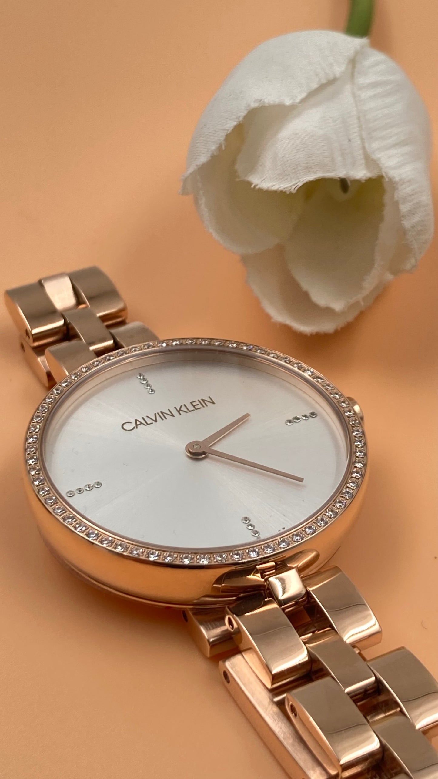 New Swiss Made CALVIN KLEIN Elegance Quartz Crystal Silver Dial Ladies Watch