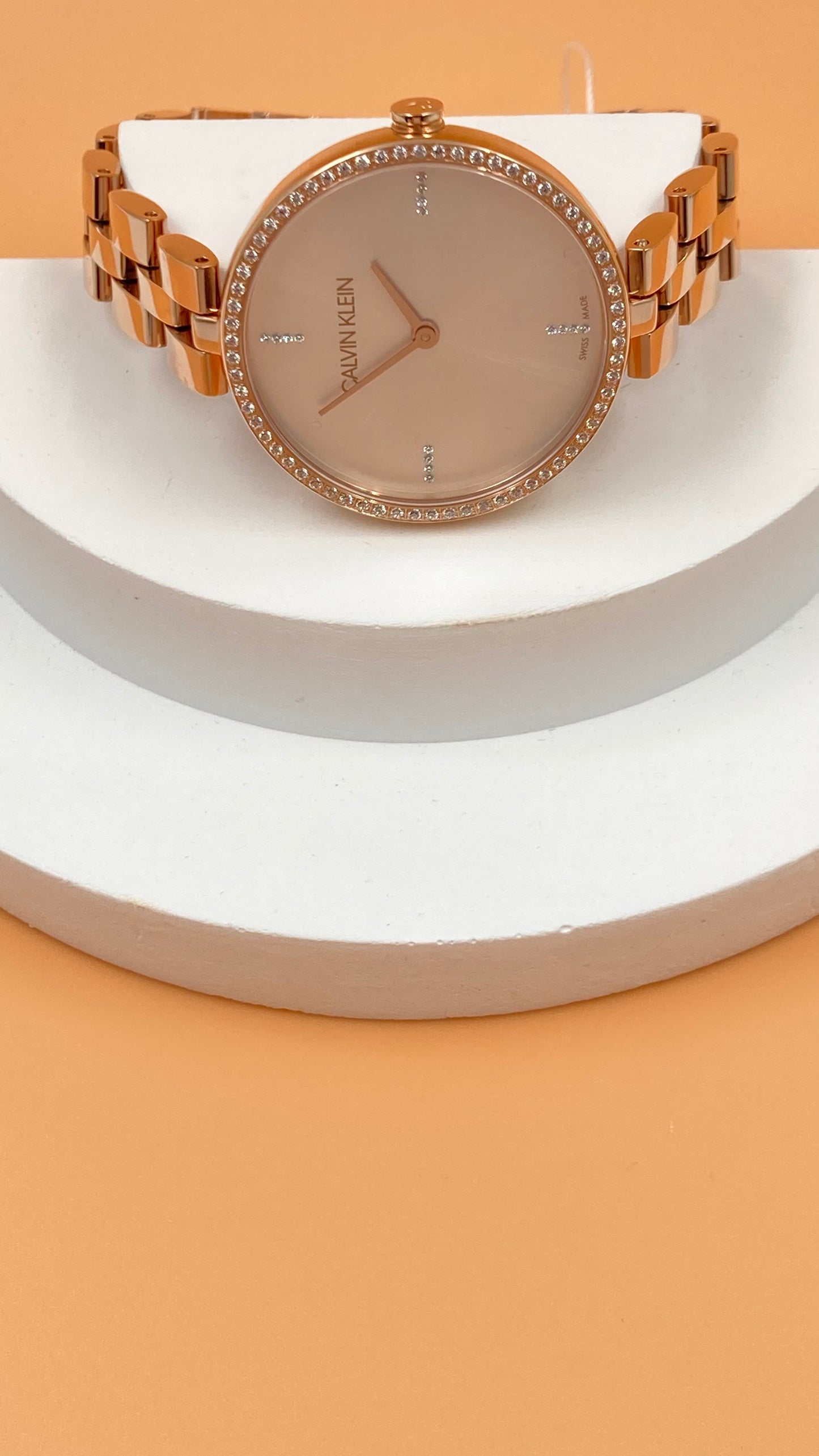 New Swiss Made CALVIN KLEIN Elegance Quartz Crystal Silver Dial Ladies Watch