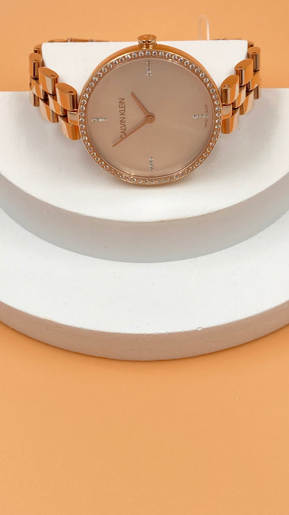 New Swiss Made CALVIN KLEIN Elegance Quartz Crystal Silver Dial Ladies Watch