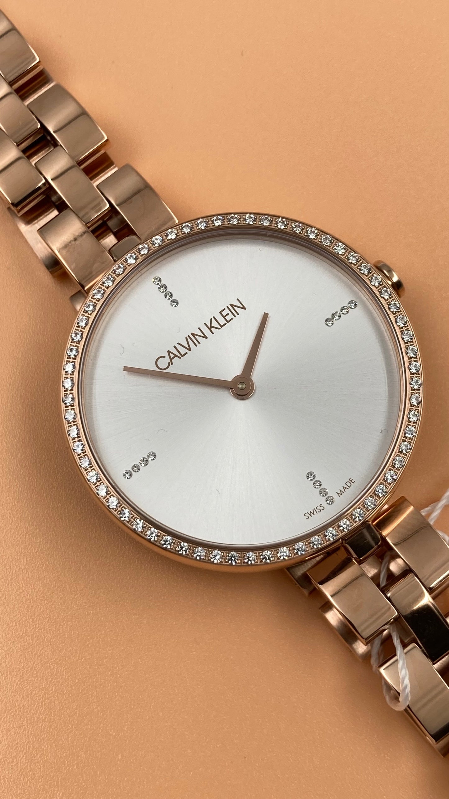 New Swiss Made CALVIN KLEIN Elegance Quartz Crystal Silver Dial Ladies Watch