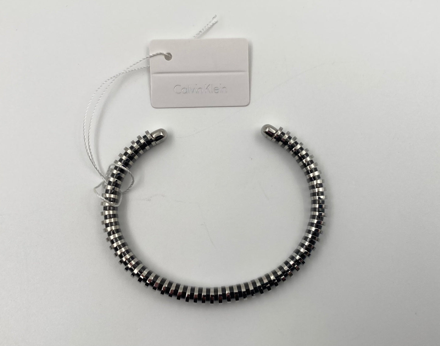 *NEW* CALVIN KLEIN SPRING KJ9FBF20010M STAINLESS STEEL BANGLE - SILVER/BLACK