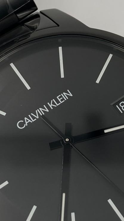 Neue, in der Schweiz hergestellte CALVIN KLEIN City Quartz Herrenuhr mit schwarzem Zifferblatt
