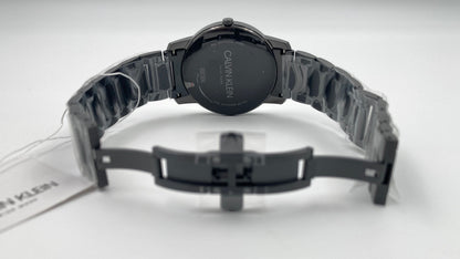 Neue, in der Schweiz hergestellte CALVIN KLEIN City Quartz Herrenuhr mit schwarzem Zifferblatt
