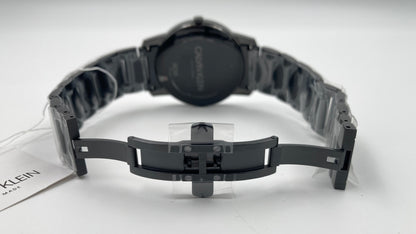 Neue, in der Schweiz hergestellte CALVIN KLEIN City Quartz Herrenuhr mit schwarzem Zifferblatt