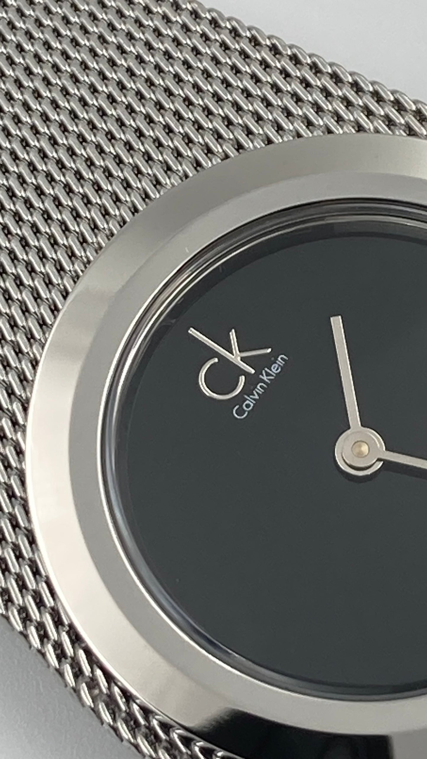 New Swiss Made CALVIN KLEIN Impulsive Black Dial Steel Mesh Ladies Watch