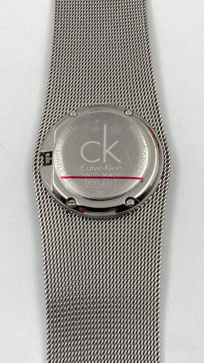 New Swiss Made CALVIN KLEIN Impulsive Black Dial Steel Mesh Ladies Watch