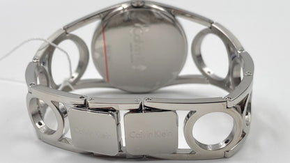 New Swiss Made CALVIN KLEIN Round Silver Dial Medium Ladies Quartz Watch