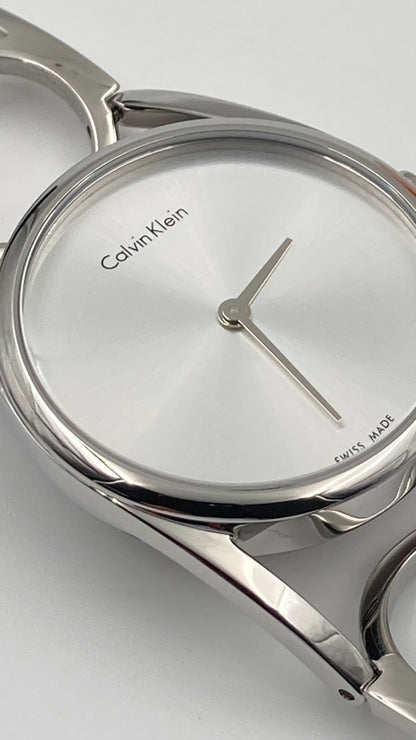 New Swiss Made CALVIN KLEIN Round Silver Dial Medium Ladies Quartz Watch