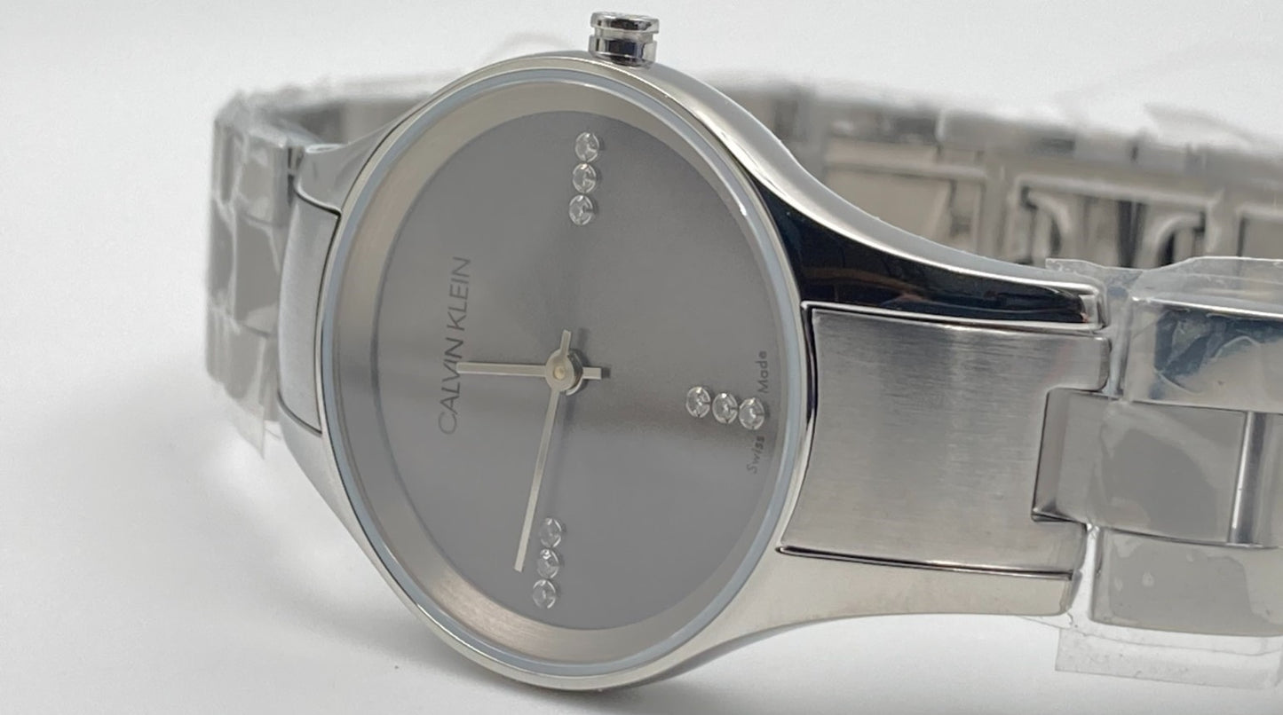 New Swiss Made CALVIN KLEIN Simplicity Quartz Silver Dial Ladies Watch