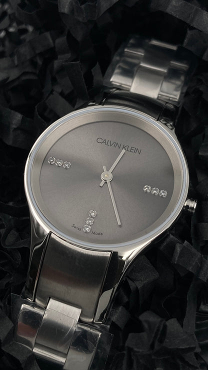New Swiss Made CALVIN KLEIN Simplicity Quartz Silver Dial Ladies Watch