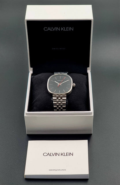 New Swiss Made CALVIN KLEIN Squarely Quartz Black Dial Men's Watch