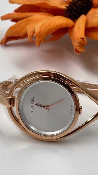 New Swiss Made CALVIN KLEIN Light Silver Dial Medium Ladies Quartz Watch