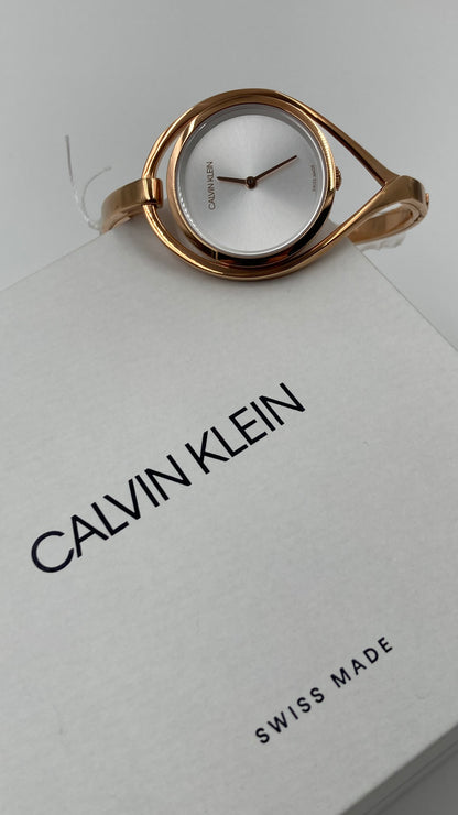 New Swiss Made CALVIN KLEIN Light Silver Dial Medium Ladies Quartz Watch