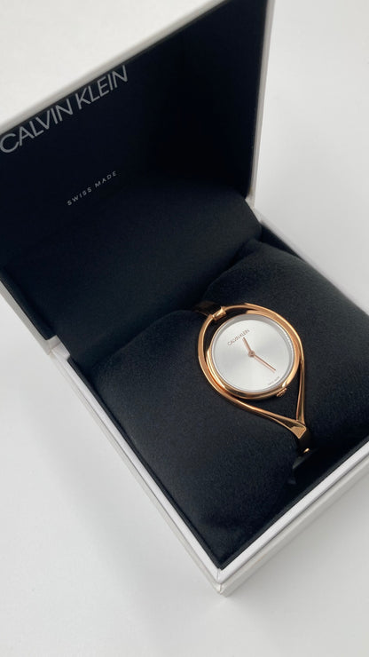 New Swiss Made CALVIN KLEIN Light Silver Dial Medium Ladies Quartz Watch