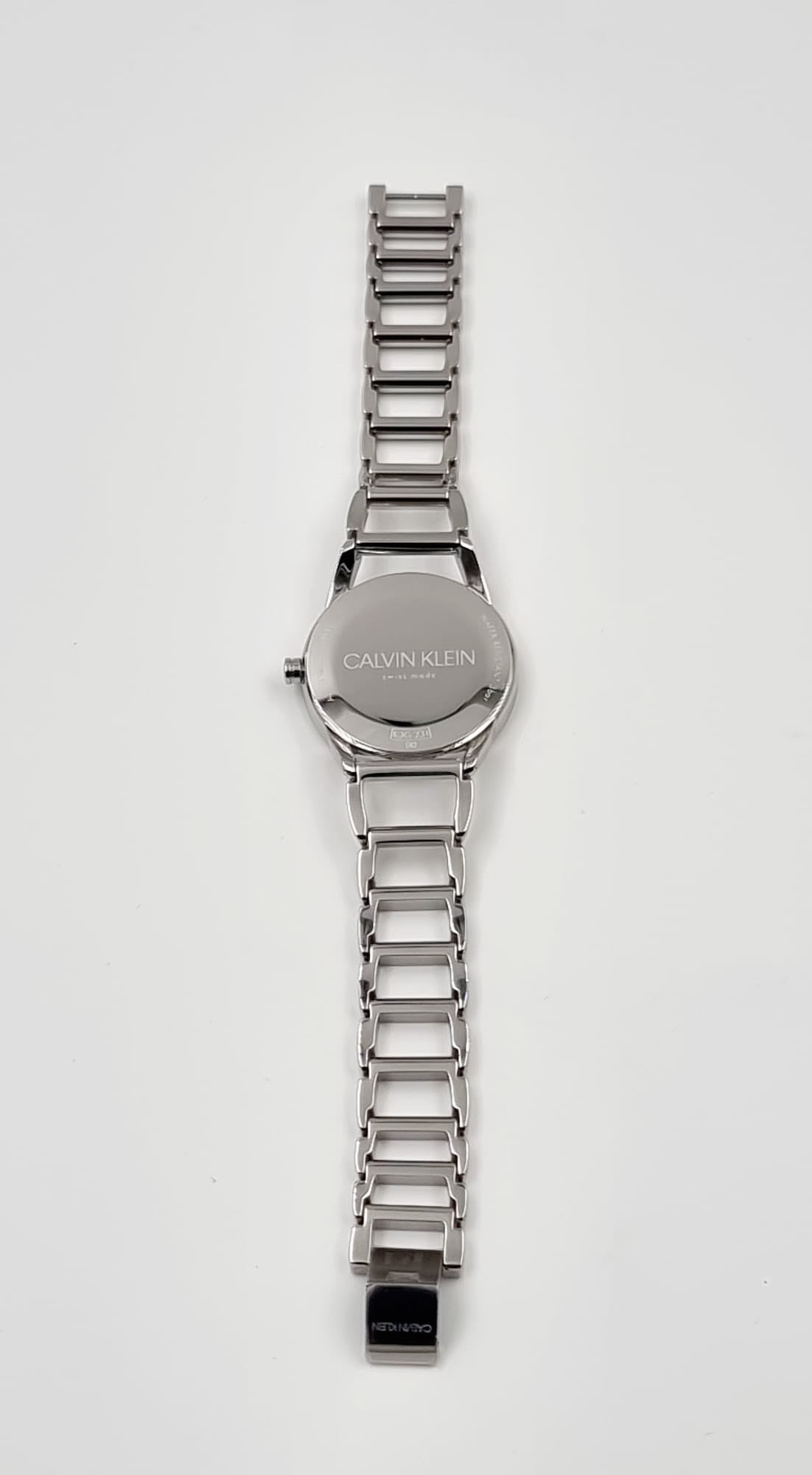 New Swiss Made CALVIN KLEIN Stately Quartz Silver Dial Ladies Watch