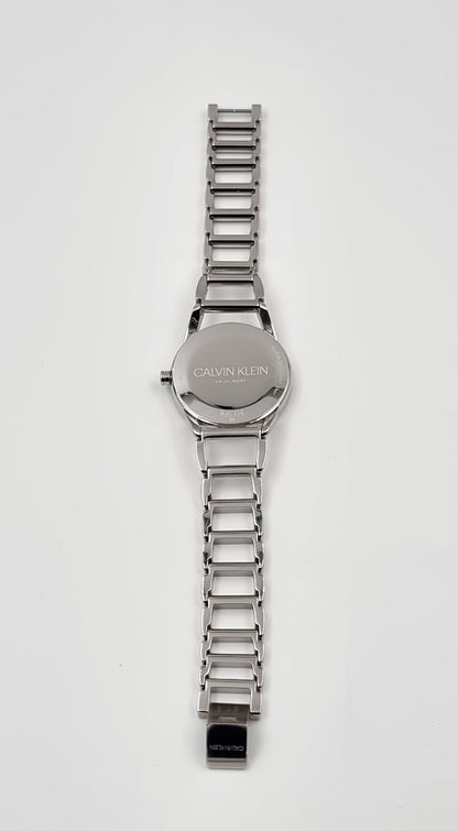 New Swiss Made CALVIN KLEIN Stately Quartz Silver Dial Ladies Watch
