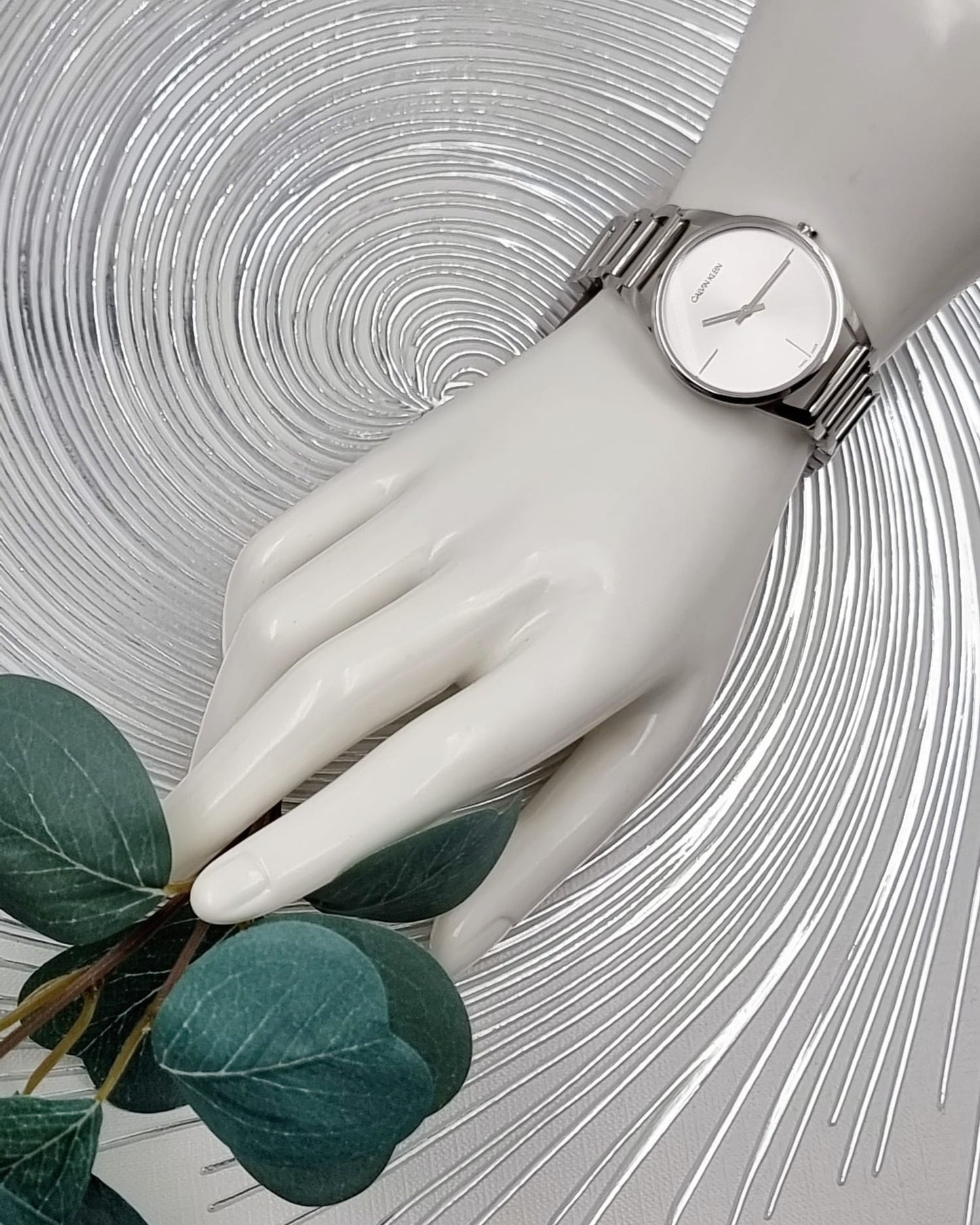 New Swiss Made CALVIN KLEIN Stately Quartz Silver Dial Ladies Watch