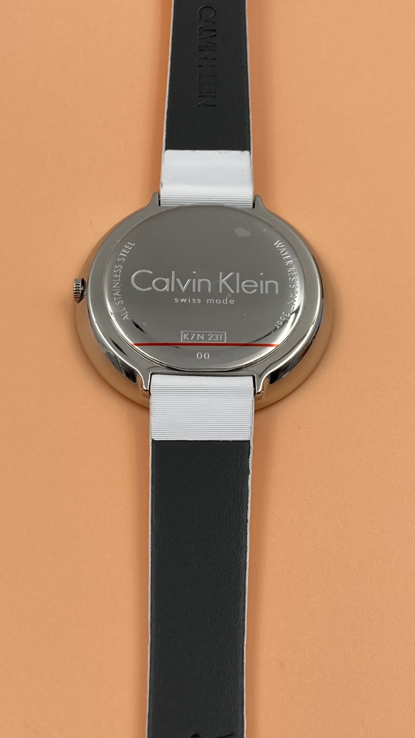 New Swiss Made CALVIN KLEIN Chic White Dial White Leather Ladies Watch