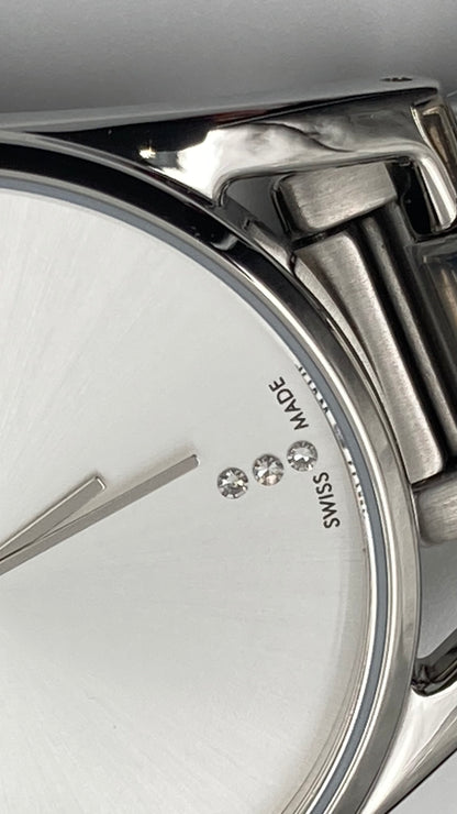 New Swiss Made CALVIN KLEIN Dainty Diamonds Silver Dial Ladies Watch