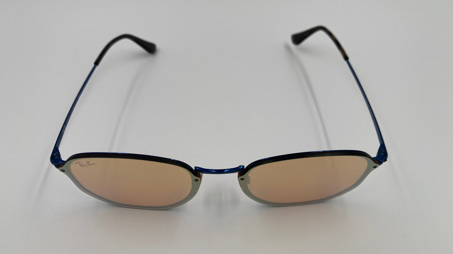 RAY BAN RB3579-N 9038/7J BLAZE HEXAGONAL SUNGLASSES - BLUE/DARK ORANGE MIRROR