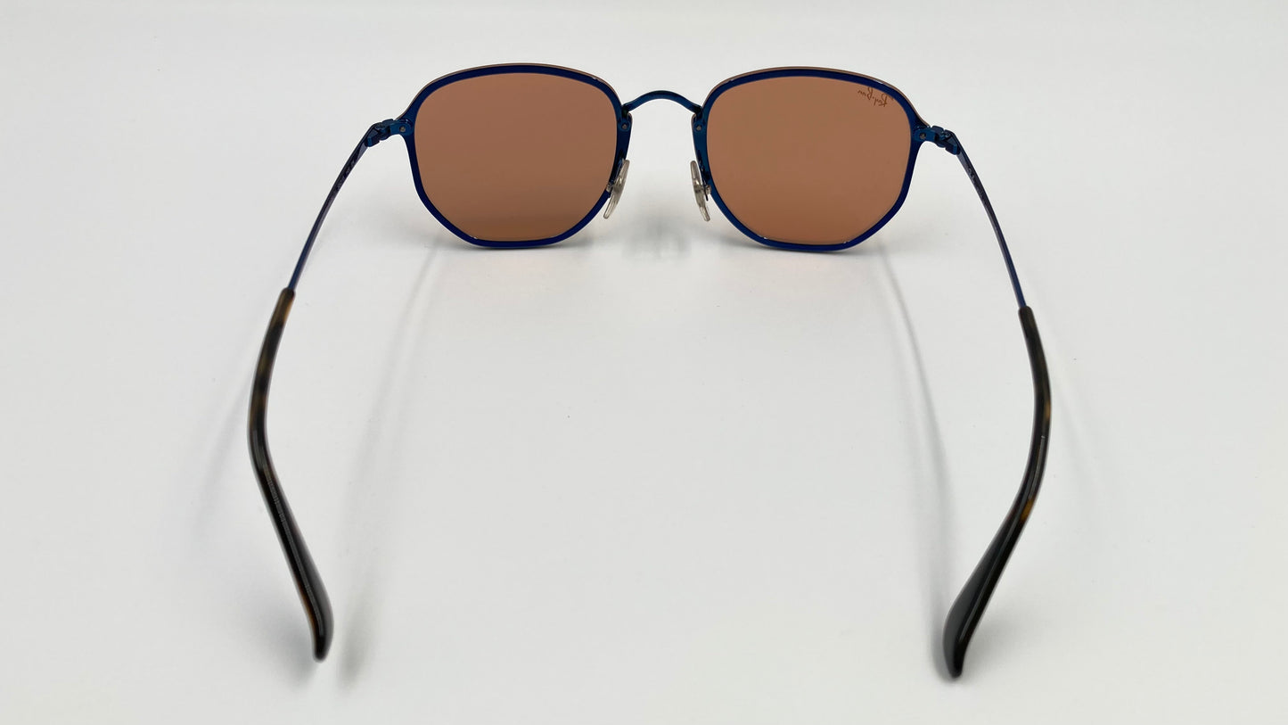 RAY BAN RB3579-N 9038/7J BLAZE HEXAGONAL SUNGLASSES - BLUE/DARK ORANGE MIRROR