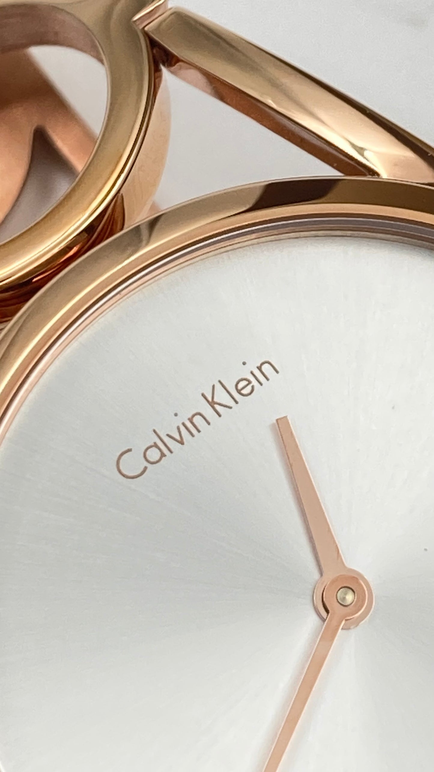 New Swiss Made CALVIN KLEIN Round Silver Dial Small Rose Gold PVD Ladies Watch