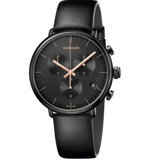 New Swiss Made CALVIN KLEIN High Noon Chronograph Quartz Black Dial Men's Watch