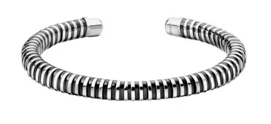 *NEW* CALVIN KLEIN SPRING KJ9FBF20010M STAINLESS STEEL BANGLE - SILVER/BLACK