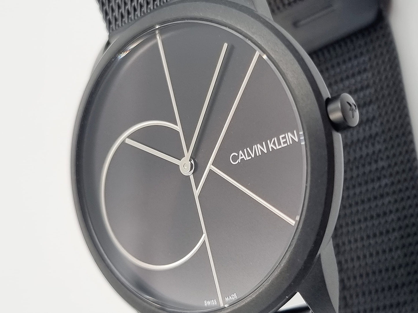 Neue, in der Schweiz hergestellte CALVIN KLEIN Minimal Quartz Herrenuhr mit schwarzem Zifferblatt