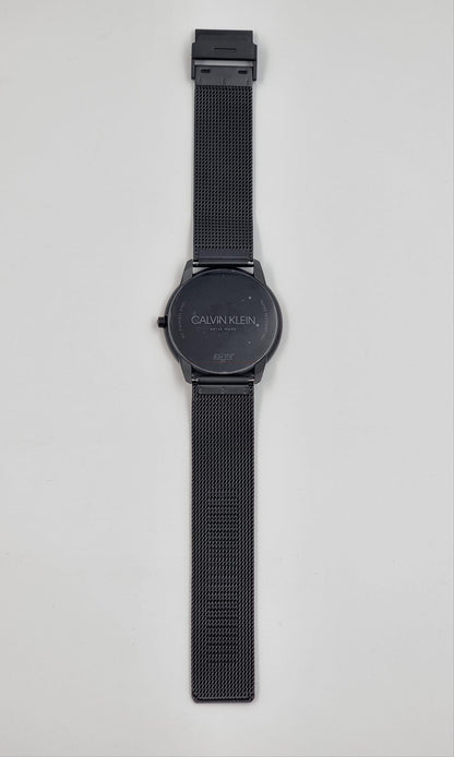 Neue, in der Schweiz hergestellte CALVIN KLEIN Minimal Quartz Herrenuhr mit schwarzem Zifferblatt