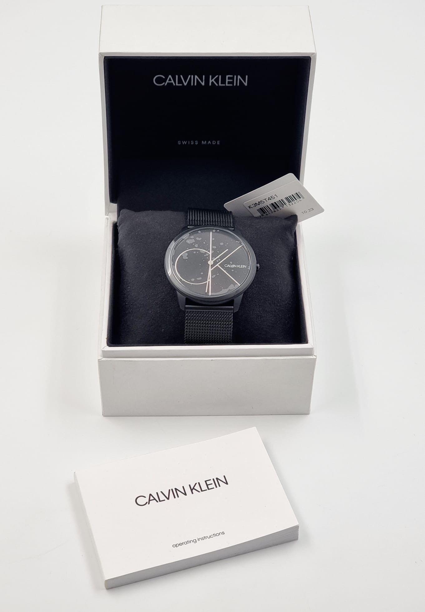 Neue, in der Schweiz hergestellte CALVIN KLEIN Minimal Quartz Herrenuhr mit schwarzem Zifferblatt