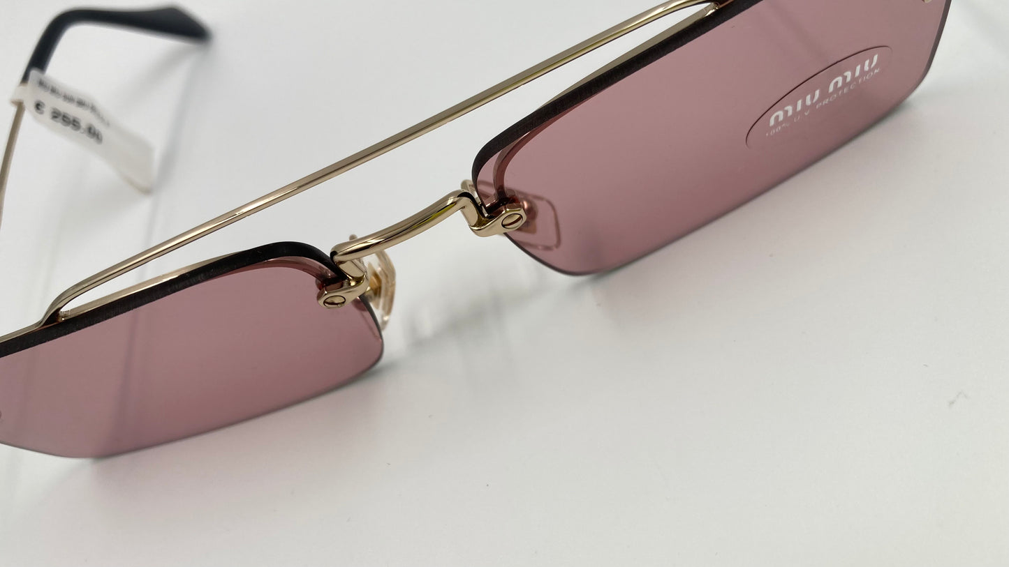 *NEW* MIU MIU MU59T ZVN-9G1 SPECIAL PROJECT SUNGLASSES - PALE GOLD/VIOLET