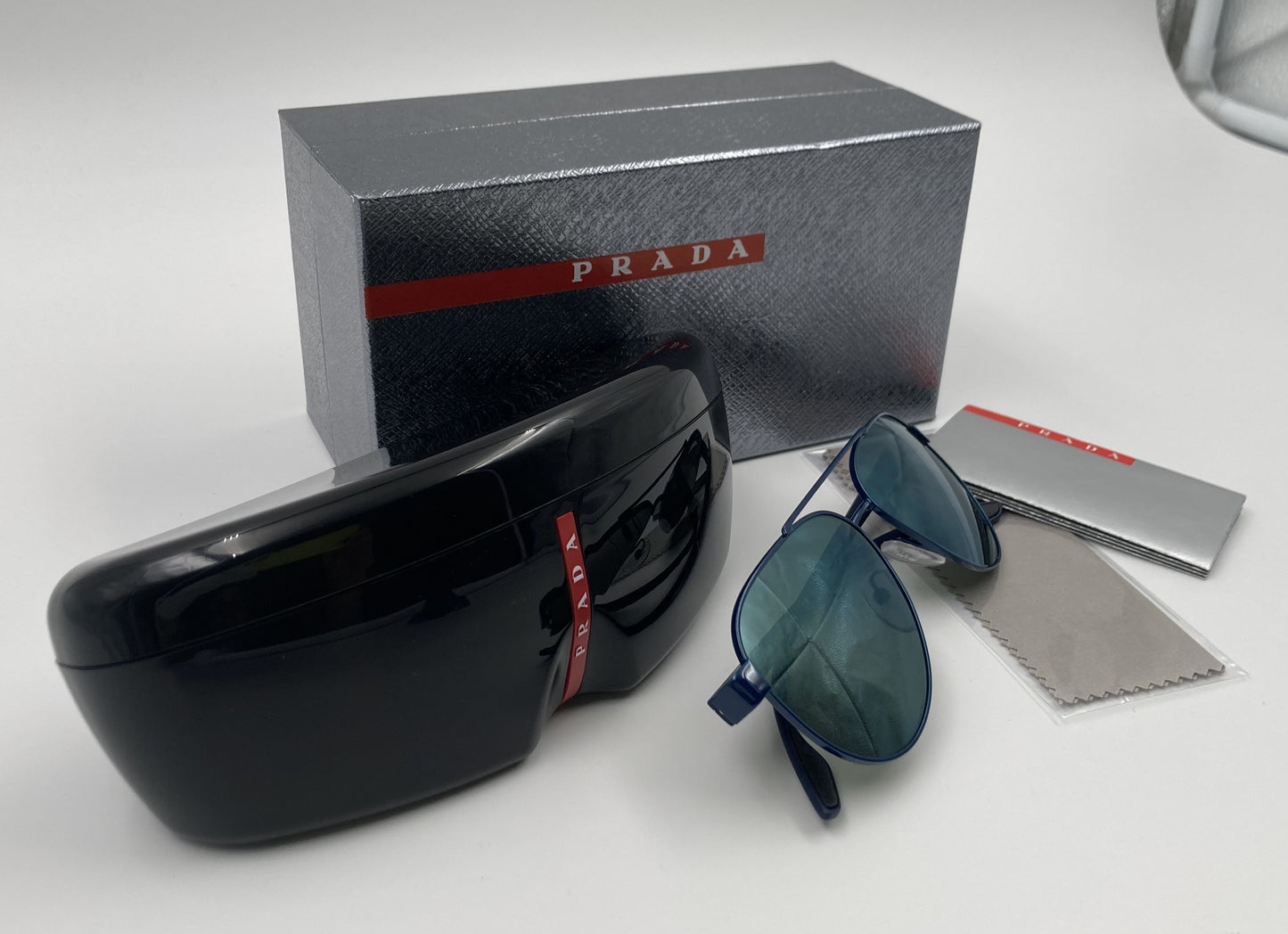 *NEW* PRADA LINEA ROSSA PS54T 58/14/145 SUNGLASSES - BLUE/GREEN MIRROR GREEN