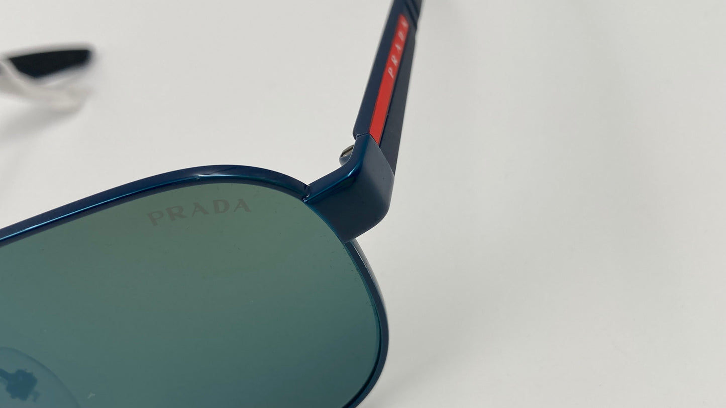 *NEW* PRADA LINEA ROSSA PS54T 58/14/145 SUNGLASSES - BLUE/GREEN MIRROR GREEN